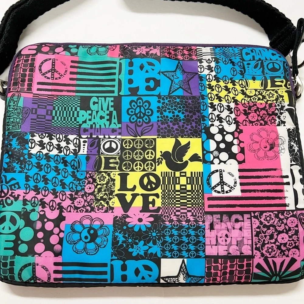 Lucky Brand Womens Y2K 2000s Vintage Colorful Graphic Design Print Laptop Bag